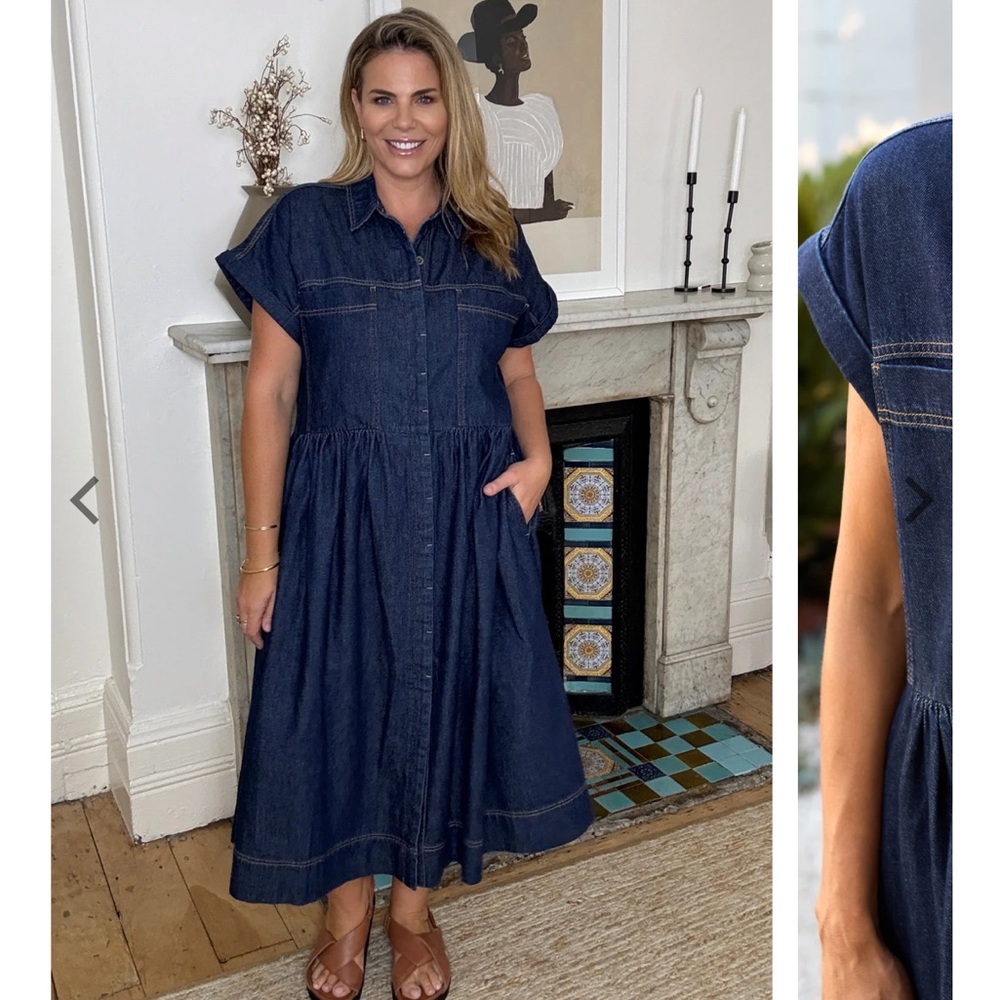 NWT Maye Harper Denim Midi Dress XL - Picture 4 of 12